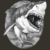 Junior's Design By Humans Great White Shark BW By MudgeStudios T-Shirt - 2 of 3