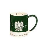Evergreen 18 oz Ceramic Winter Trees Cup- Dishwasher and Microwave Safe Christmas Coffee and Tea Mug
