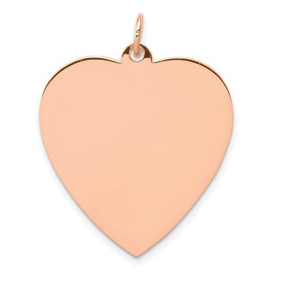 Black Bow Jewelry 14k Rose Gold Engravable Heart Disc Pendant, 24mm