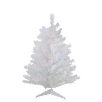 Northlight 2' Pre-Lit Medium Snow White Artificial Christmas Tree - Multicolor Lights