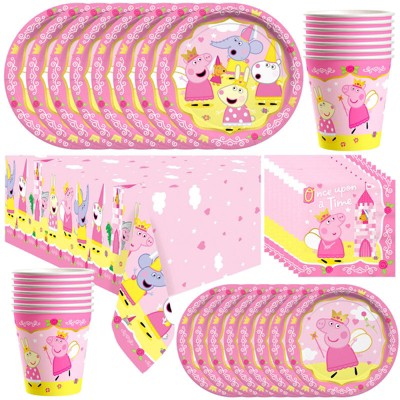 Treasures Gifted Princess Peppa Pig Party Supplies Tableware Deluxe Set for 16 Guests
