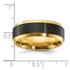 Chisel Black Zirconium Polished Yellow IP-plated with Brushed Center 8mm Band Ring - 4 of 4