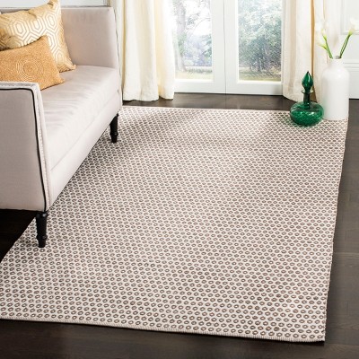 Taupe and Ivory Hand-Woven Wool-Cotton Blend Area Rug - 5' x 8'