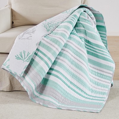 Truro Spa Stripe Quilted Throw - Levtex Home - Levtex Home
