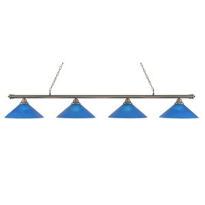 Toltec Lighting Oxford 4 - Light Island Pendant Light in  Brushed Nickel with 16" Blue Italian Shade - 1 of 1