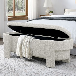 NicBex Modern Chenille Pull-Open Top Ottoman Bench,Upholstered Oval Storage Ottoman for Living Room,Bedroom - 1 of 4