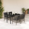 vidaXL 5-Piece Patio Dining Set with Cushions, Gray Poly Rattan, Garden/Backyard/Patio Furniture - Tempered Glass Tabletop, Durable, Weather-Resistant - 2 of 4