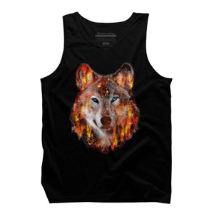 Men's Design By Humans Wolf Escape From Forest Fire By hkartist Tank Top - 1 of 2