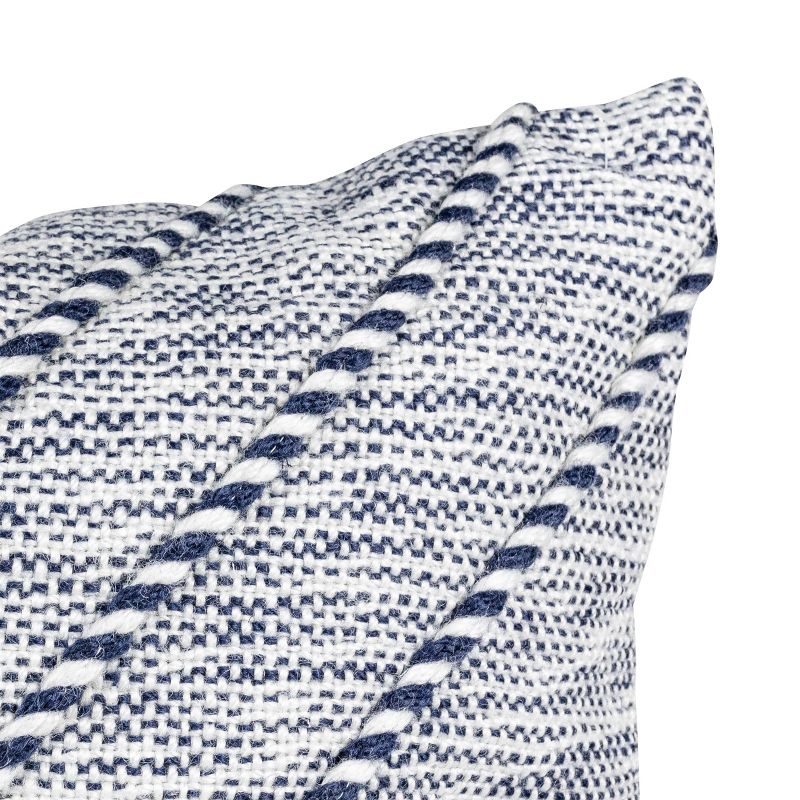 White & Blue Cross Stripe 18X18 Hand Woven Filled Outdoor Pillow - Foreside Home & Garden, 5 of 7