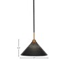 Toltec Lighting Paramount 1 - Light Pendant in  Matte Black/Brass with 12" Black Matrix Shade - 2 of 2