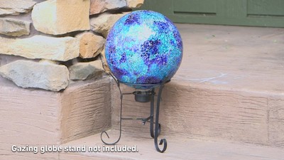 Deep Ocean Blue Crackled Glass Outdoor Gazing Globe, 10"