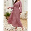 MISSKY Women Plus Size Maxi Long Sleeve V-Neck Wrap Casual Tie Waist Long Dress - 4 of 4