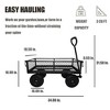 Vynxaria 3 cu. ft. 300 lbs. Capacity Removable Sides Metal Steel Mesh Heavy Duty Utility Wagon Outdoor Garden Cart in Black - 4 of 4