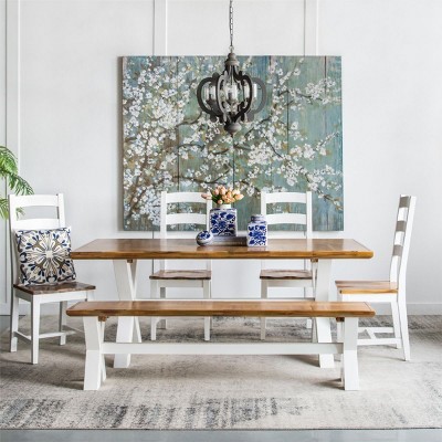 Farmhouse Chandelier, 6-Light Wood Chandelier Pendant Light Fixture with Adjustable Chain for Dining&Living Room, Bulb Not Included-The Pop Home