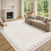 Washable Geometric Bordered Living Room Rugs, Contemporary Non Slip Low Pile Bedroom Carpet, Stain Resistant Dining Room Rugs - 2 of 4
