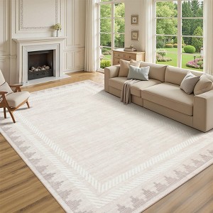 Garvee Modern Border Area Rug Washable Soft Low Pile Non Slip Rugs for Living Room Bedroom Home Decor - 1 of 4