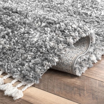 Contemporary Gray 4' x 6' Braided Shag Area Rug