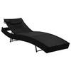 vidaXL Sunlounger Black Poly Rattan Standard Adjustable Armrests - 2 of 4