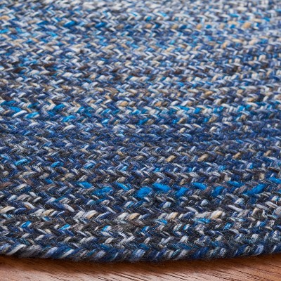 Navy Round Hand-Braided Reversible Synthetic Area Rug
