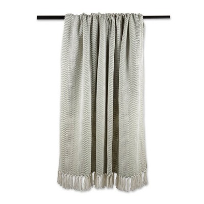 Artichoke Herringbone 100% Cotton 50x60 Throw with Fringe
