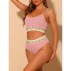 Elerevyo Women's High Waisted Ribbed Adjustable Spaghetti Straps Push Up Swimsuit Bathing Suits 2 Pcs - 2 of 4