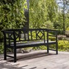 Outsunny Three-Seater Outdoor Patio Bench, Three-Person Wooden Bench with Wingback Backrest and Armrests, Slatted Seat - image 2 of 4