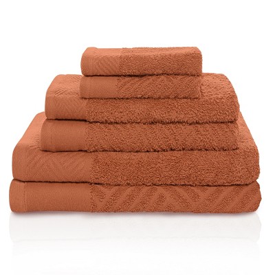 Basketweave Jacquard Cotton Modern Absorbent 6-Piece Towel Set by Blue Nile Mills