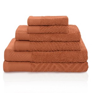 Basketweave Jacquard Cotton Modern Absorbent 6-Piece Towel Set by Blue Nile Mills - 1 of 4