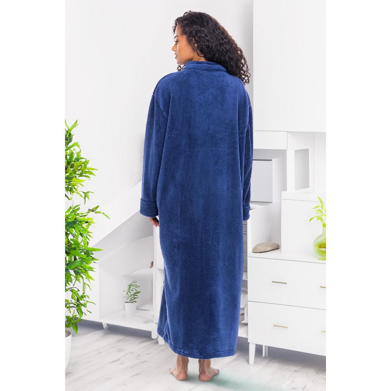 Women's Zip Up Fleece Robe, Soft Warm Plush Oversized Zipper Bathrobe, 5 of 7