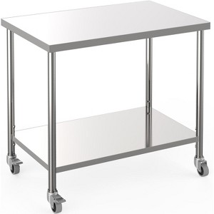 Stainless Steel Work Table with 2-Tier Storage, Adjustable Undershelf, 660LBS NSF Commercial Table for Food Prep, Kitchen, Restaurants - 1 of 4