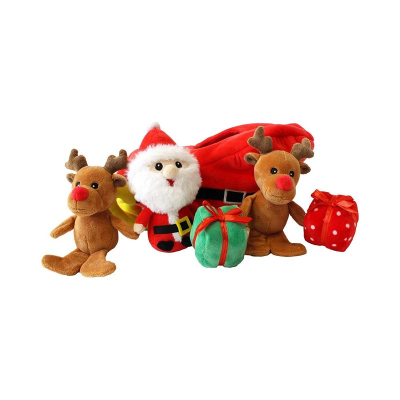 Midlee Santa Sleigh Find a Toy Christmas Dog Toy- Plush Burrow Interactive Hide & Seek Pet Holiday Toy, 1 of 9