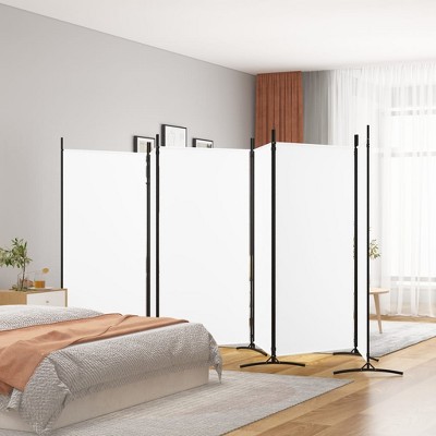 vidaXL Fabric Room Divider - 6-Panel White Screen with Easy Foldable Design for Space Flexibility and Privacy