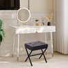 SEVOBAL Ottomans and Benches Upholstered Tufted Vanity Stool with Metal Legs Modern Footstool Seat for Bedroom Living Room, Black, - 2 of 4