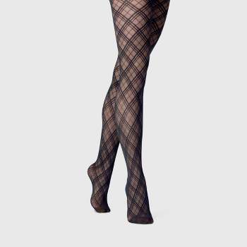 Women's Plus Size Mixed Net Floral Tights - A New Day™ Black 1x-2x : Target