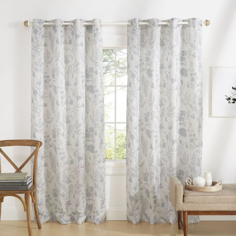 Exclusive Home Silhouette Floral Light Filtering Grommet Top Curtain Panel Pair, 1 of 5