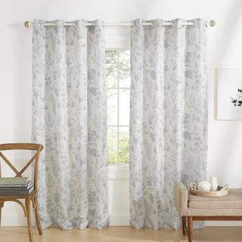 Exclusive Home Silhouette Floral Light Filtering Grommet Top Curtain Panel Pair
