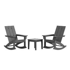 WestinTrends 3 Piece Set Outdoor Modern Rocking Chairs with Square Side Table - 1 of 4