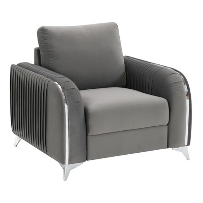 Velvet Armless Chair with Chrome Metal Legs, Sturdy Wooden Frame and Loose Back Cushions for Living Room