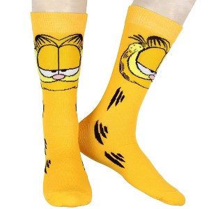 Garfield Socks Garfield Comics Big Face Character Mens Crew Socks Shoe Size 6-12 - 1 of 4