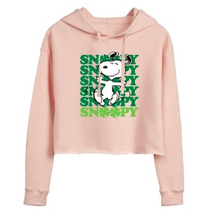 Women's - Peanuts - Snoopy Clover Dance Cropped Graphic Hoodie - 1 of 4