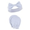 Hudson Baby Infant Girl Cotton Headband and Scratch Mitten Set, Blue Toile, 0-6 Months - 4 of 4