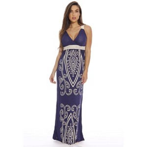 Puff Print Crochet Strap Maxi Dress - 1 of 2
