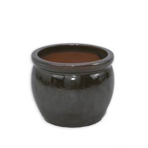 SpassWay 15" Dia Outdoor Indoor Ceramic Planter Pot Decorative Planter with Drainage Hole Patio Flower Pot - 1 of 4
