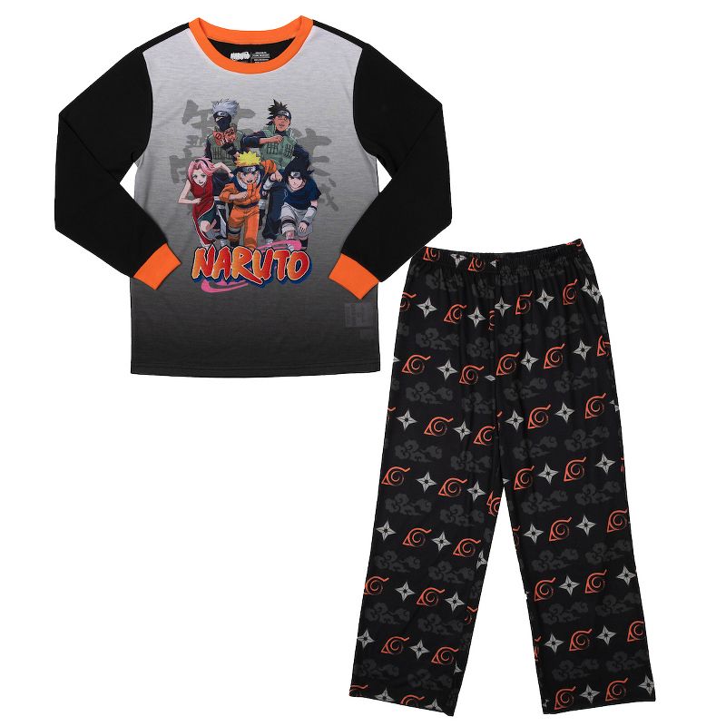 Youth Boys' Naruto Sleepwear Set - Cuffed Long-Sleeve Shirt and Sleep Pants, 1 of 5