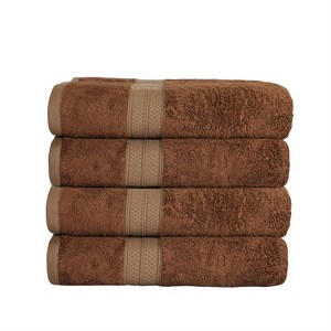 4 Piece Bath Towel Set, Rayon From Bamboo and Cotton, Plush and Thick, Hypoallergenic, Solid Terry Towels with Dobby Border by Blue Nile Mills - 1 of 4