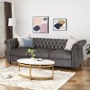 GDFStudio Kyle Upholstered 84.50" Tufted 3 Seater Sofa with Scroll Arms - 2 of 4