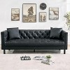 78" Chesterfield PU Leather Sofa, Handmade Button Tufted 3-Seater Couch with Deep Seat & 2 Pillows, Rolled Arms, for Living Room, Apartment - 2 of 4