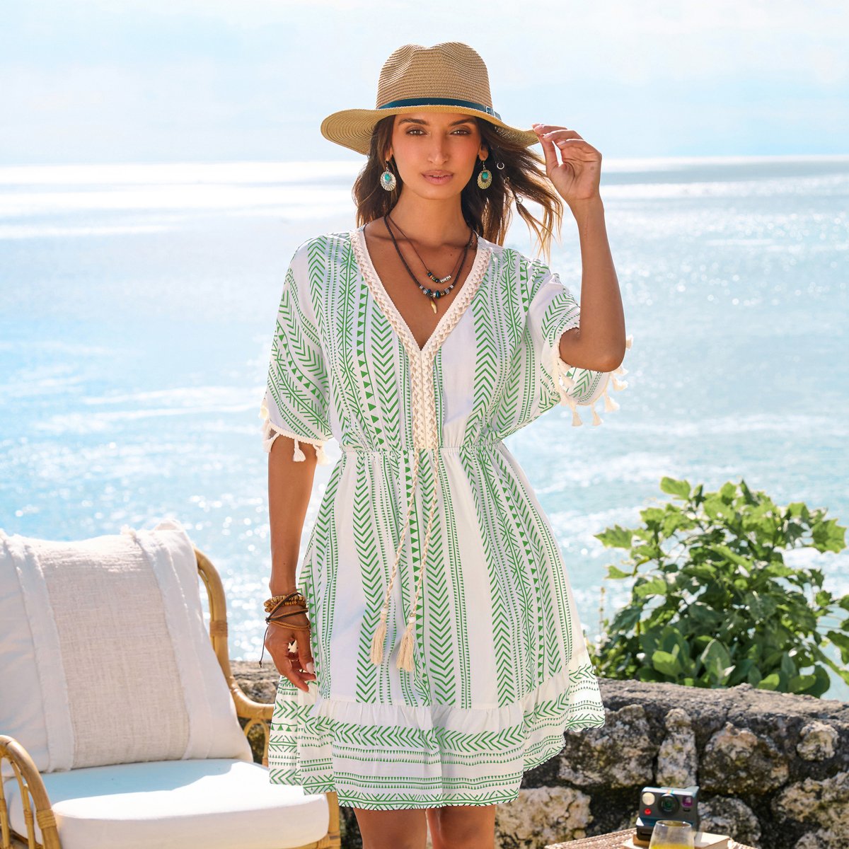 Женские платья Cupshe Women's Roam Wild Geometric Mini Dress-M-Green — фото 4