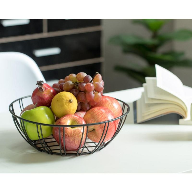Black Iron Wire Fruit Bowl for kitchen counter, Storage Basket for Fruits, Vegetables, and Bread, Set of 2, 3 of 6