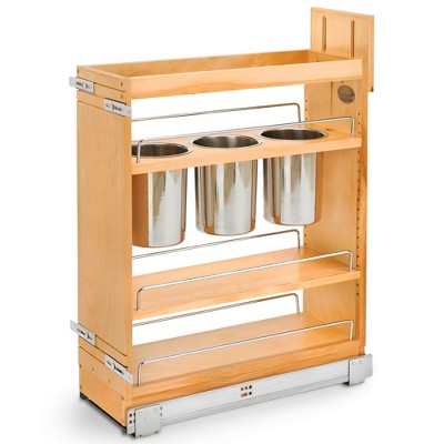 Rev-A-Shelf 448UT-BCSC 448UT Series Kitchen Utensil Pull Out Cabinet Organizer with Shelves and Soft-Close Slides for Kitchen Base Cabinets